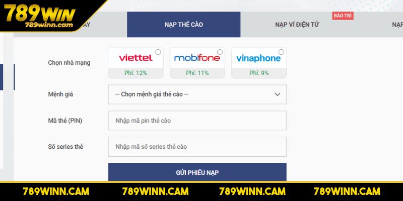 Nạp Tiền 3 Hướng dẫn nạp tiền 789WIN bằng thẻ cào điện thoại